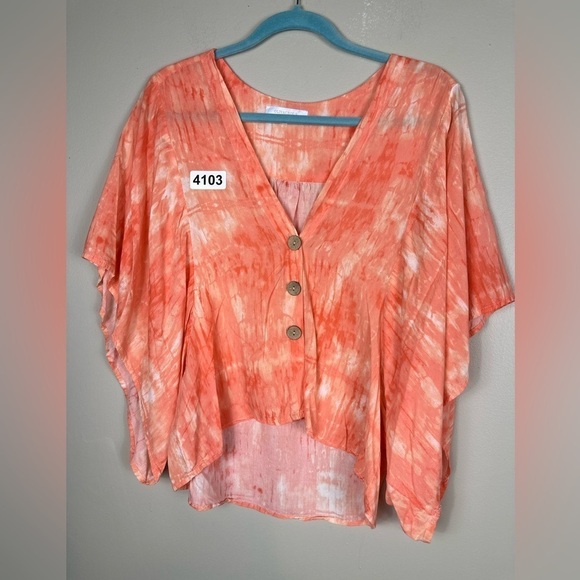 Olivaceous small high low 18”p2p 21”length f 25-1/2 back boho kimono top - Picture 1 of 6